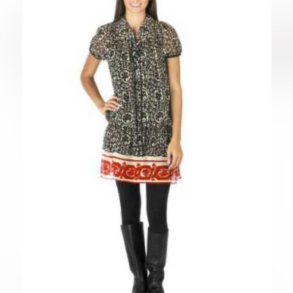 Anna Sui X Target Collab 100% Silk Short Sleeve Tunic Dress Small